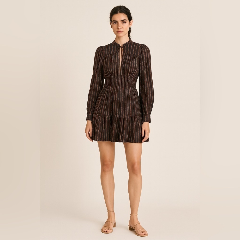 Ulla Johnson Rosalind stripe dress with metallic lurex threads. Size 4